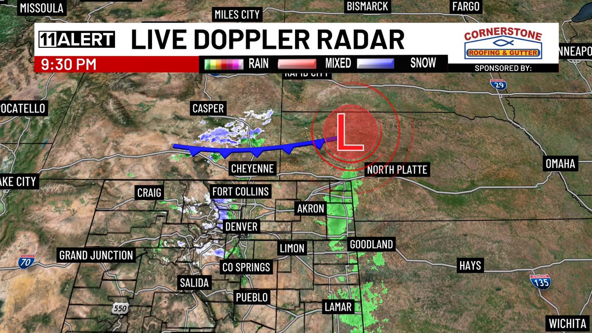 Our storm system is passing to the north, sparking a few showers over the Plains and a lot more over the mountains. For now, the air at lower elevations is too dry for rain/snow, but that will change later tonight!

kktv.com/weather