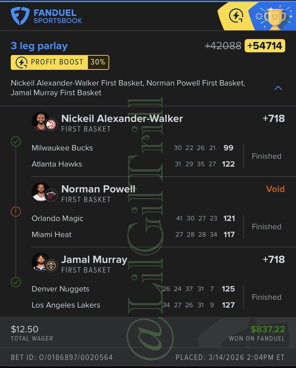 what i wager shouldn’t matter… just look at the odds im CONSISTENTLY hitting 👀 

Sunday ✅ +20480 ($2.50 for $514.50)
Monday ❌
Tuesday ❌
Wednesday ❌
Thursday ✅ +36462 ($3.50 for $1,279.69)
Friday ❌
Saturday ✅ +5525 ($12.50 for $837.22*)

repost for a chance to win $25 🤑