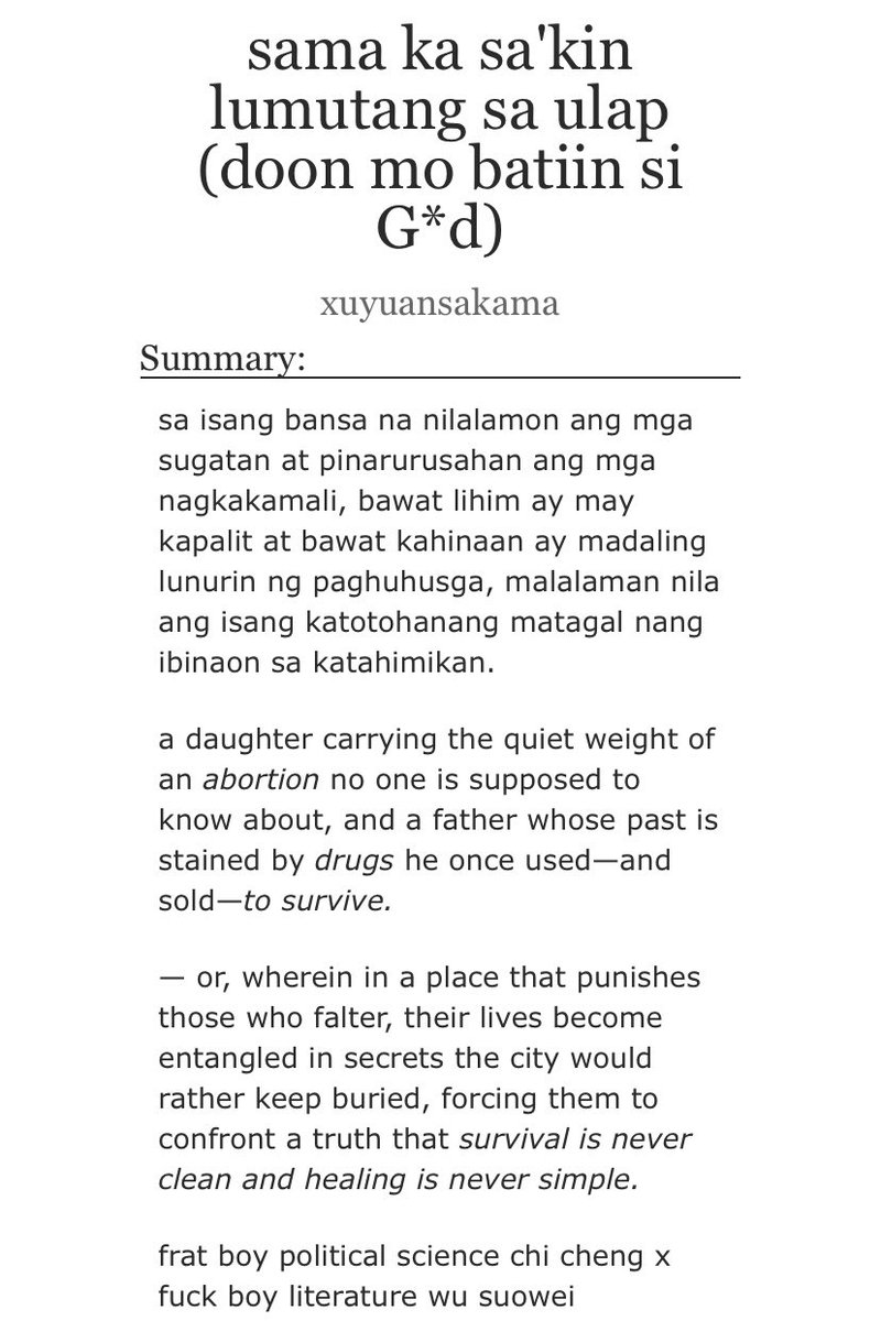 auanitwt's tweet photo. — in a city that punishes every mistake, chi cheng &amp; wu suowei uncover a secret buried in silence—an abortion, a past in drugs, and a truth that refuses to stay hidden.

iskolar ng bayan #chengwei filo au

🖇️: https://t.co/Udg0L6bgV6

🏷️ frat boy fuckboy #revengedlove #tianziyu https://t.co/zB8QiiF1zP