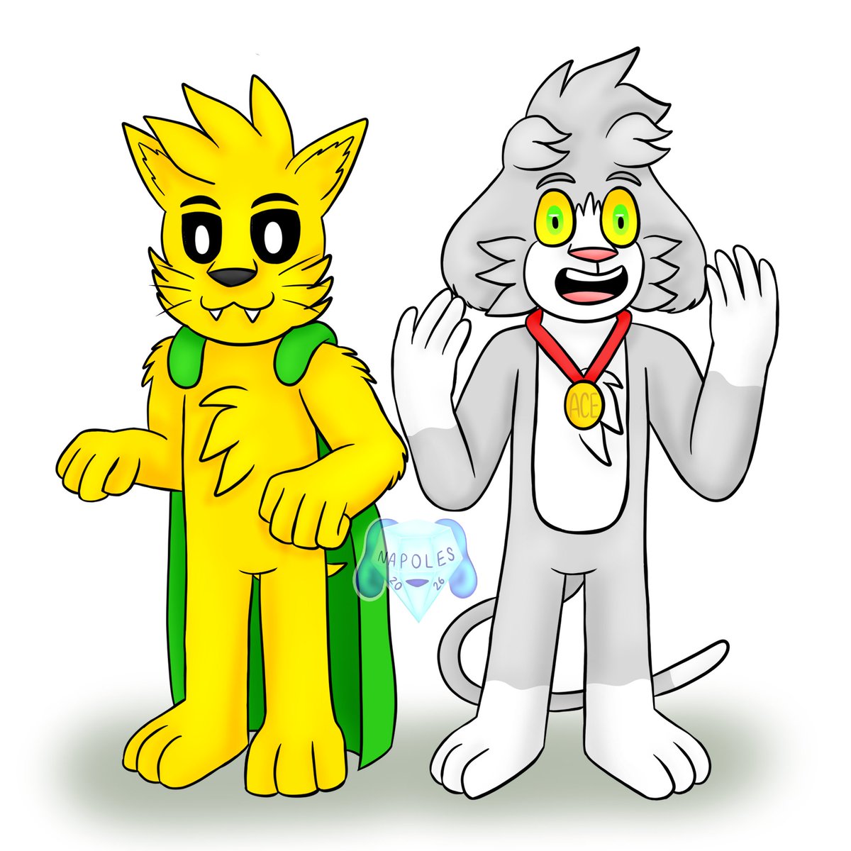 napoles_compas's tweet photo. Día 8: Mike como gato y Acenix como perro 🐈🐕
Los furros intercambian especies 💎✨🩵
#MikenixWeek2026 #CoMPaS 💛🐶💚🐱 https://t.co/8jHKN0rLUZ