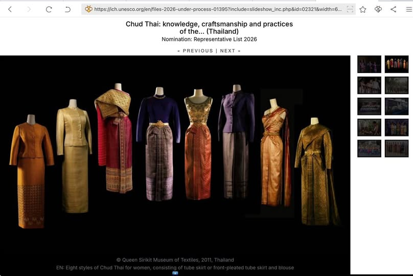 UNESCO นำชุดไทยขึ้นหน้าเว็บอย่างเป็นทางการแล้ว คาดว่าคงประกาศให้เป็นมรดกทางวัฒนธรรมที่จับต้องไม่ได้เร็ว ๆ นี้