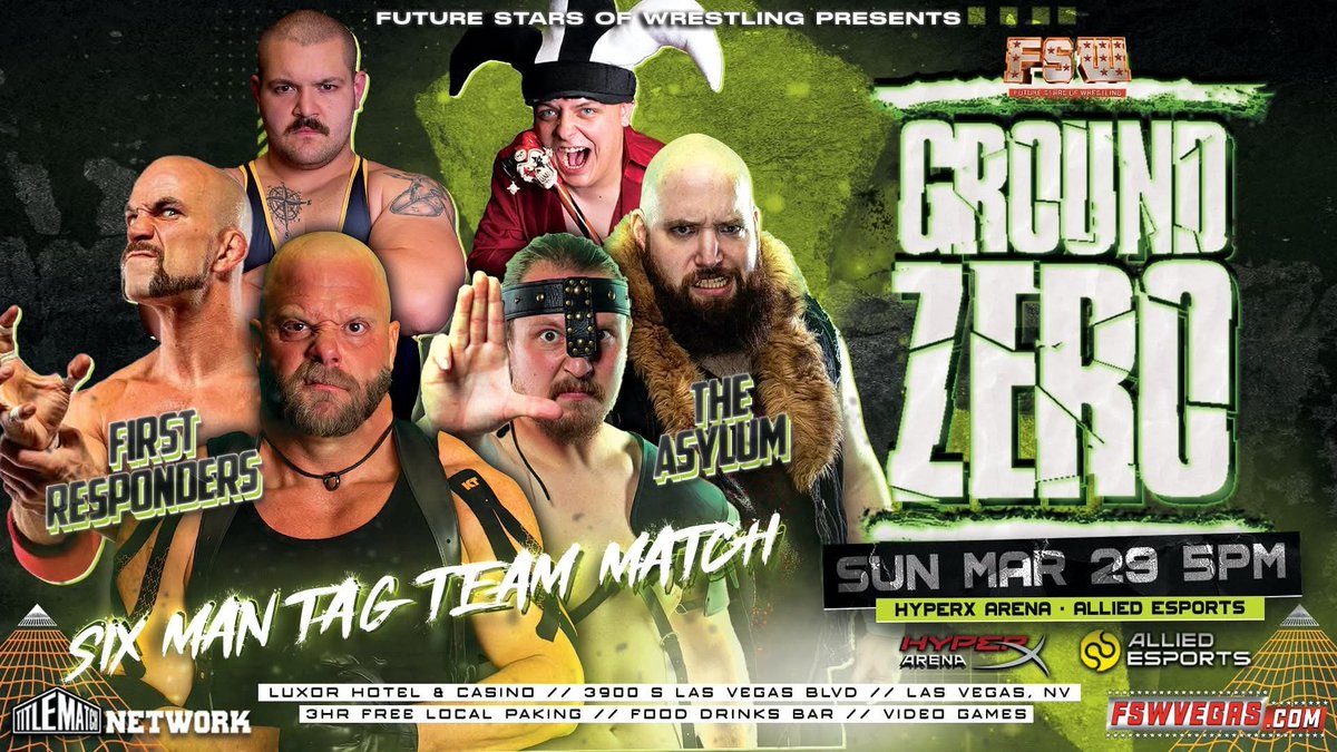 The1Jester2025's tweet photo. 🚨 ANNOUNCEMENT FOR MARCH 29TH – GROUND ZERO 🚨  

Chaos is about to break loose when THE ASYLUM steps into the ring for a brutal 6-Man Tag Team Match against THE FIRST RESPONDERS!  

On March 29th at Ground Zero, the madness collides with the grit and power https://t.co/qFZ2KEinvY