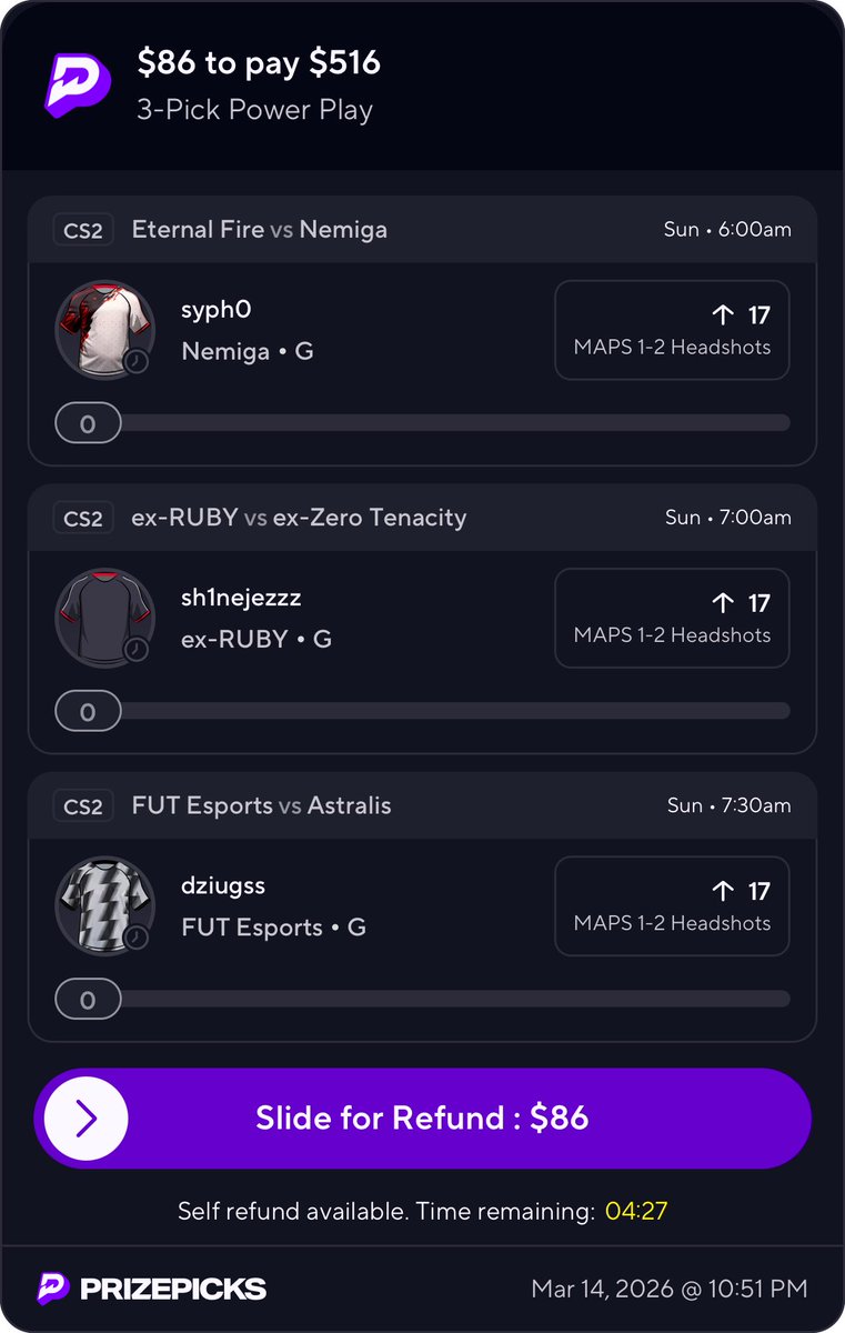 3 Man⚡️💰💲. Copy my PrizePicks lineup using this link: 
prizepicks.onelink.me/gCQS/shareEntr…