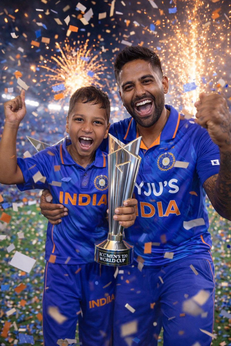 बच्चों के सपनों को हल्के में मत लो,
आज कार्डबोर्ड की ट्रॉफी है तो कल असली वर्ल्ड कप भी होगा। कल का चैंपियन यही है।
#T20WorldCup #cricketfansindia <a href="/surya_14kumar/">Surya Kumar Yadav</a>