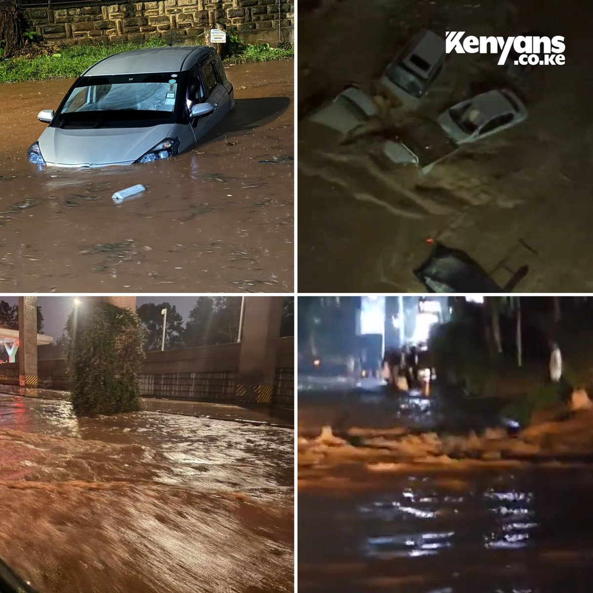 Kenyans's tweet photo. Floods hit parts of Nairobi again after heavy rain, vehicles submerged https://t.co/TD0fxFjNUI
