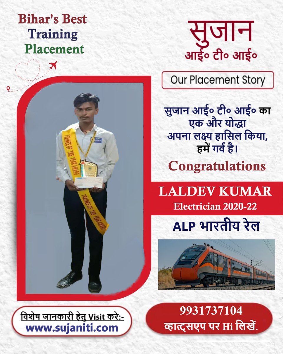SujanITI's tweet photo. सुजान ITI के एक और छात्र ने अपना लक्ष्य हासिल कर लिया है, Chakand निवासी लालदेव कुमार पिता श्री छोटन चौधरी ने ALP इंडियन रेलवे में सफलता पाई है। हमें आपकी नियमित ट्रेनिंग से लक्ष्य तक की इस यात्रा पर गर्व है। हार्दिक शुभकामनाएं.
Degree sirf kagaz hai, asli taqat hunar mein hai! https://t.co/pqmmNUQ3O3