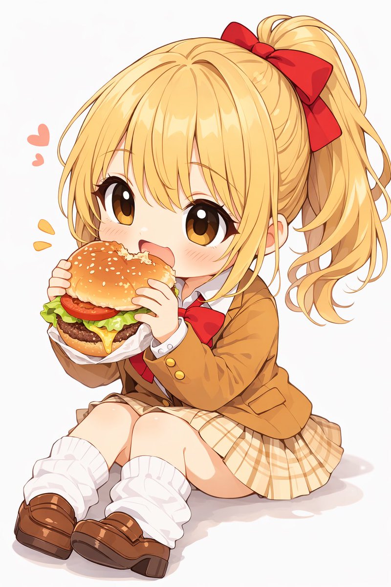 #AIイラスト︎ 

お昼ごはんです🍔🩷