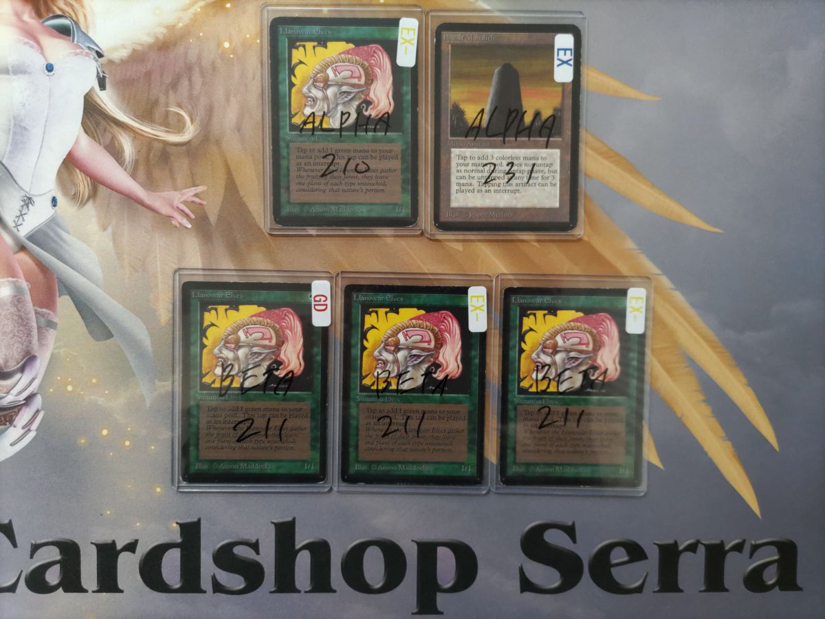 CardshopSerra's tweet photo. 【🔥#MTG入荷 告知🔥】
💥アルファ・ベータ シングル入荷💥
🔶α《玄武岩のモノリス/Basalt Monolith》
https://t.co/USmW36c063
🟢α・β《ラノワールのエルフ/Llanowar Elves》
https://t.co/VNmkrmJF3x
#MTGAlpha #MTGBeta #OldSchoolMTG #初期版
#MTG #マジックザギャザリング #Cardshop_Serra https://t.co/0WKiPf9unC