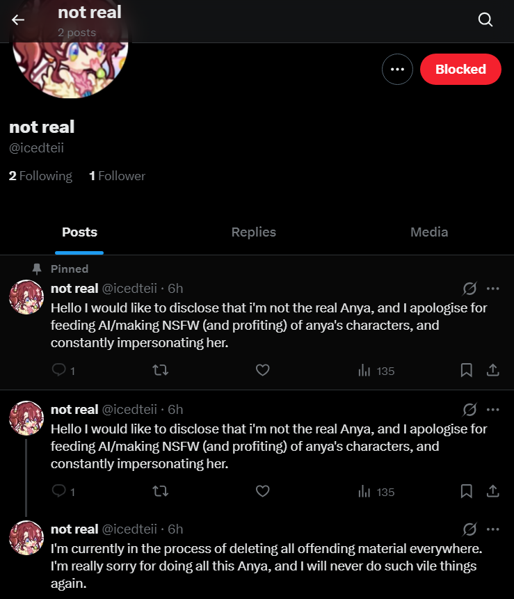 ⚠️ Zenittou impersonated Anya (icedteii) tweet media