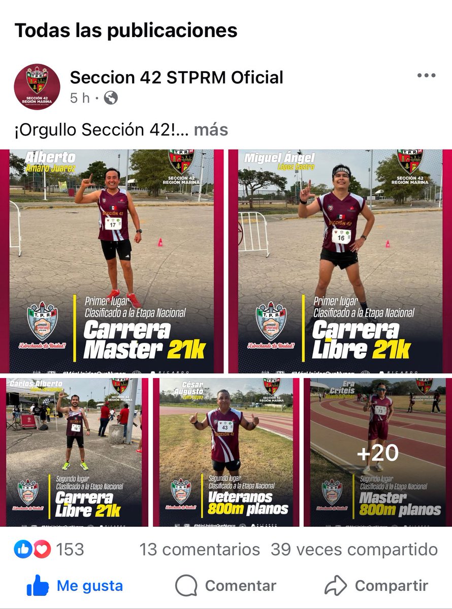 En nuestra reunión semanal comentamos del excelente desempeño de nuestros amigos deportistas “FELICIDADES A TODOS” siempre poniendo en alto a nuestra H. <a href="/Seccion42_STPRM/">Seccion 42 STPRM Oficial</a>
<a href="/lgps03101/">@lgps0310</a> 
<a href="/MarcoAzuara1/">Marco Azuara</a>