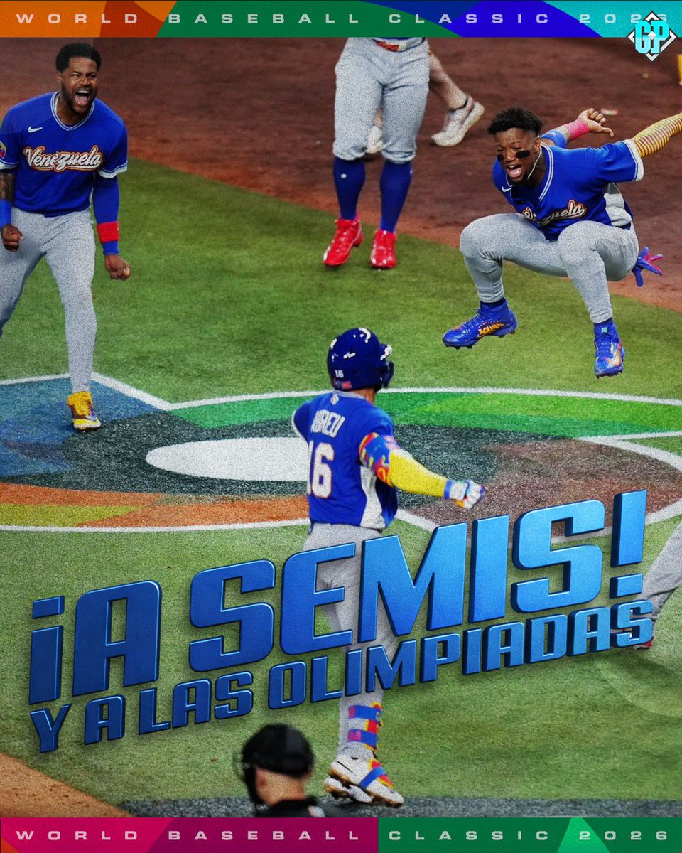 GeorgenyPerez's tweet photo. 🇻🇪 ¡A LA SEMIFINAL Y A LOS JUEGOS OLÍMPICOS!

Venezuela hace historia al avanzar a las semifinales del Clásico Mundial de Béisbol y asegurar su clasificación a los Juegos Olímpicos de Los Ángeles 2028.

¡Orgullo vinotinto!

🇻🇪 ¡VIVA VENEZUELA!
🇻🇪 ¡VAMOS VENEZUELA! https://t.co/JbzTggzJV7