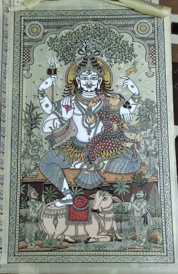 PattachitraP's tweet photo. Painting of Lord Shiva on tussar silk
Size - 40/24 inches
Material - tussar silk
Cost - 13,500 https://t.co/ahWjCot3gh
