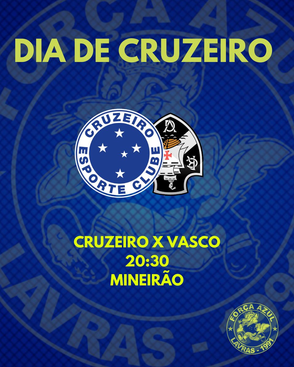 Dia de Cruzeiro 🔵⚪🦊⚪🦊🔵

⚽ CRUZEIRO X VASCO 
🏟️ MINEIRÃO 
🏆 CAMPEONATO BRASILEIRO 

VAMOSSS CRUZEIROOO 🦊🔵🦊🔵🦊🔵⚪

#diadecruzeiro #fallavras #amaiordosuldeminas