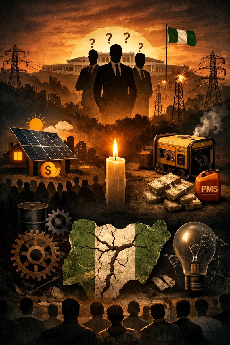 16 Presidents later… Nigeria still can’t fix electricity. 🕯

230M plus citizens fighting over 3,514 MW on a good day. Solar if you’re rich. Generators if you’re not. Silence if you can’t afford either.  

So what’s really happening at the top?  

Why has incompetence been the