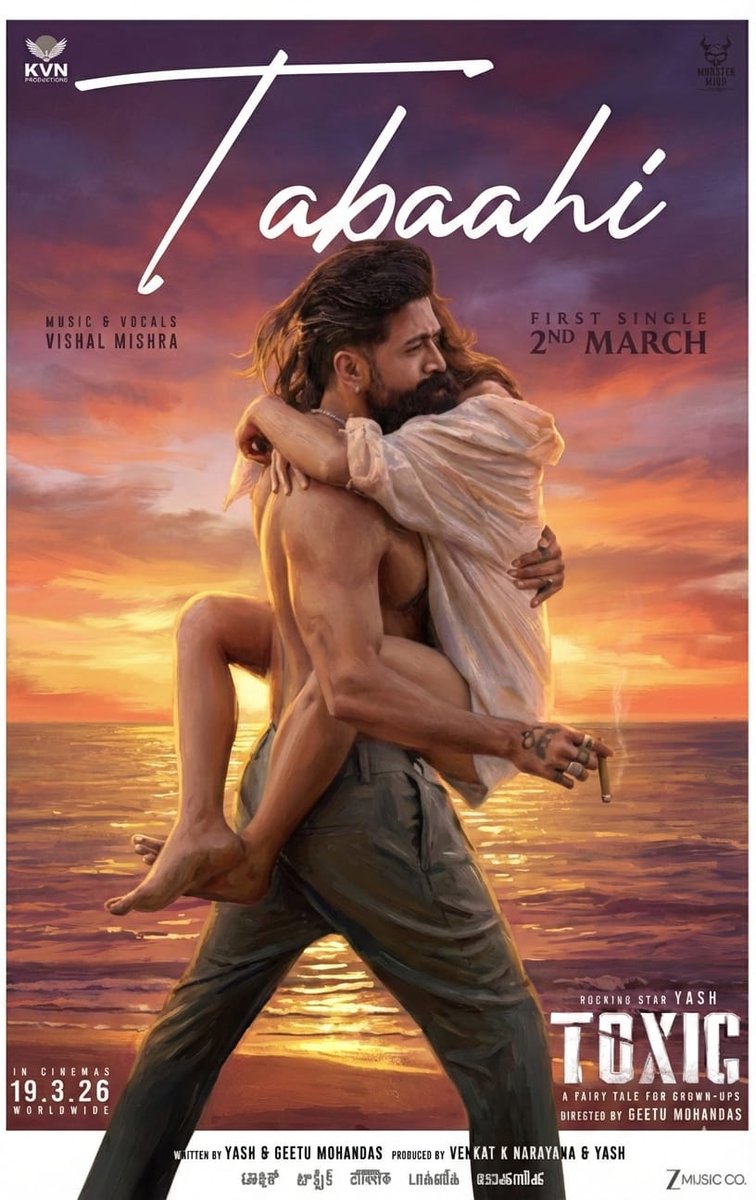 TheNameIs_Vikas's tweet image. Opinion - Tabaahi Kannada version would've been more effective with Sanjith hegde voice 🎵👍

#ToxicTheMovie #Yash
#Tabaahi @Toxic_themovie
@Karthik1423