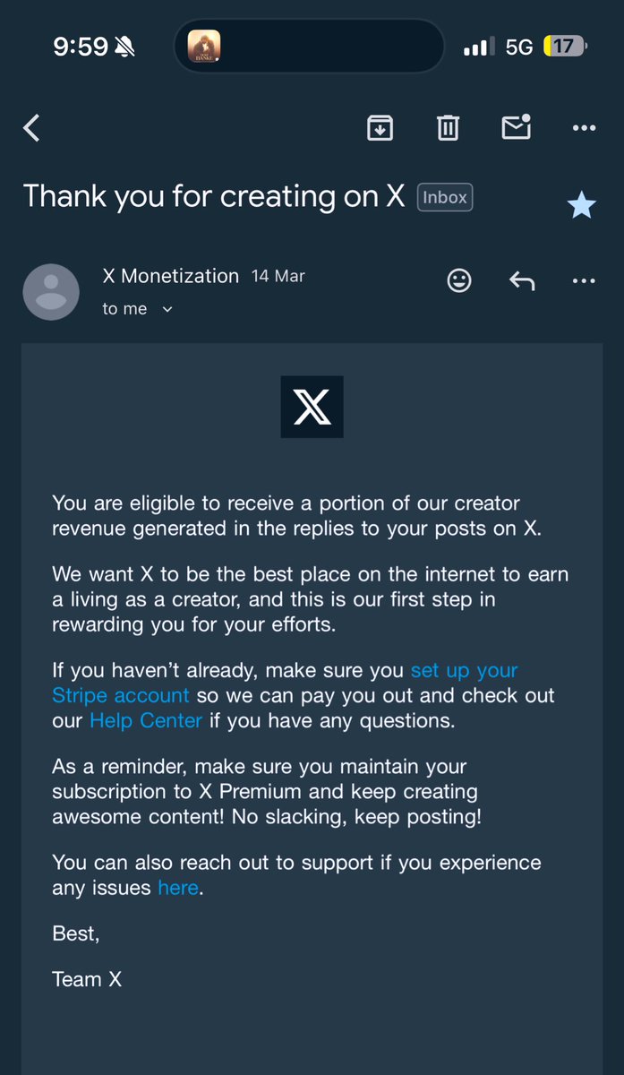 FINALLY DID IT 🚀

Completed 5M impressions and got monetized!
Can’t believe I achieved this in just 2.5 months, especially after being inactive due to medical reasons.

Big lesson:
> Be a reply guy.
> Be consistent.

Huge thanks to everyone who supported me on this journey ❤️