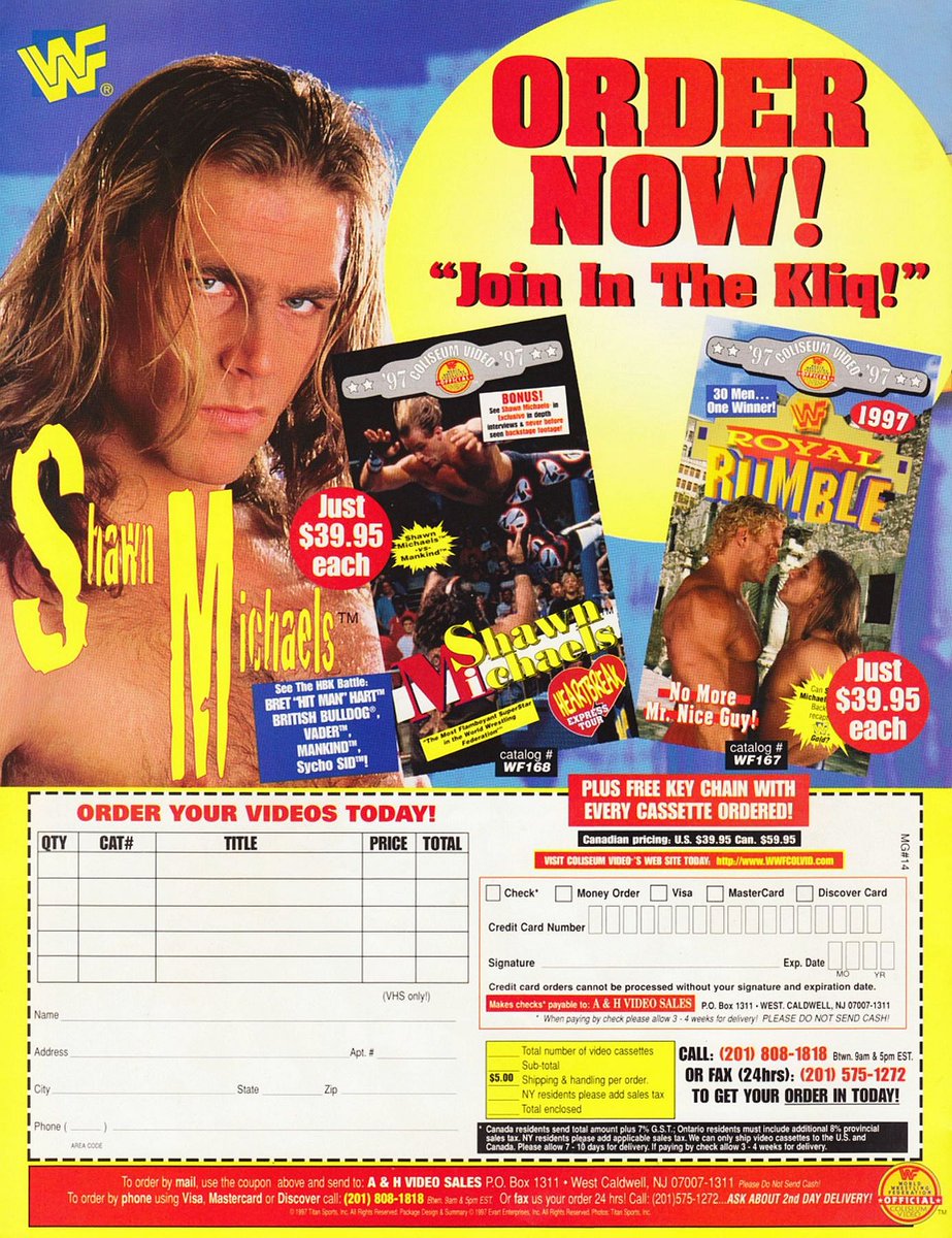 WWFWrestling1's tweet image. Order now to join in the Kliq! 💔📼 #WWE #WWF #RoyalRumble #ShawnMichaels