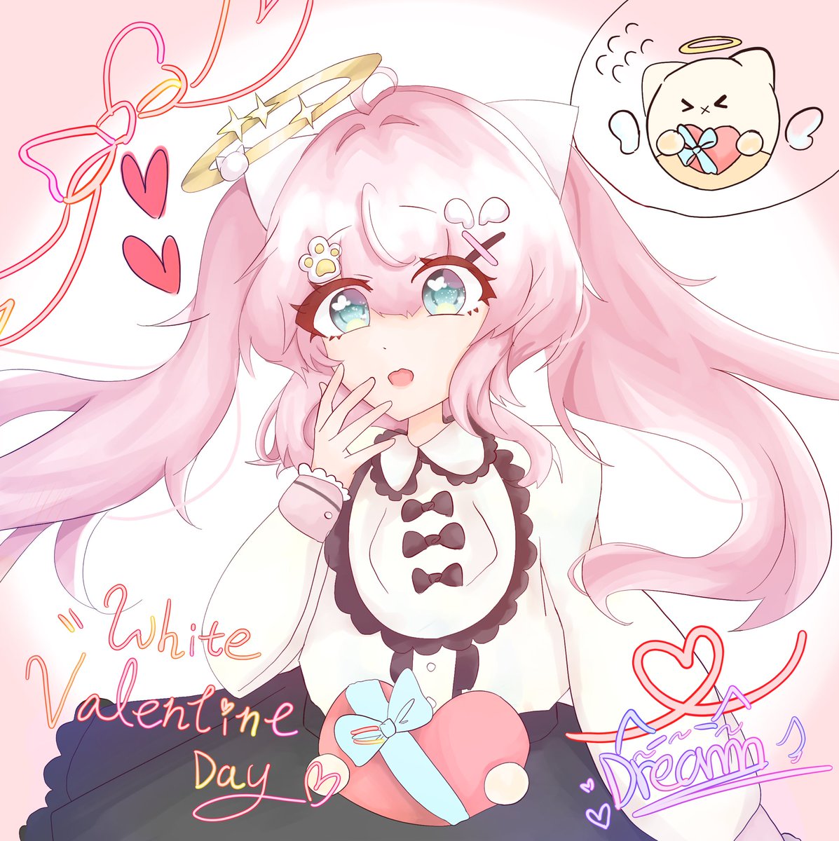 遲到嘅白色情人節快樂🍫💝！！！
Yume有布偶貓送的巧克力(≧◡≦) ♡
-
繪師：<a href="/Dreamm_cat/">本貓_夢幻</a> 
#hkvtuber #vtuber #whiteday
