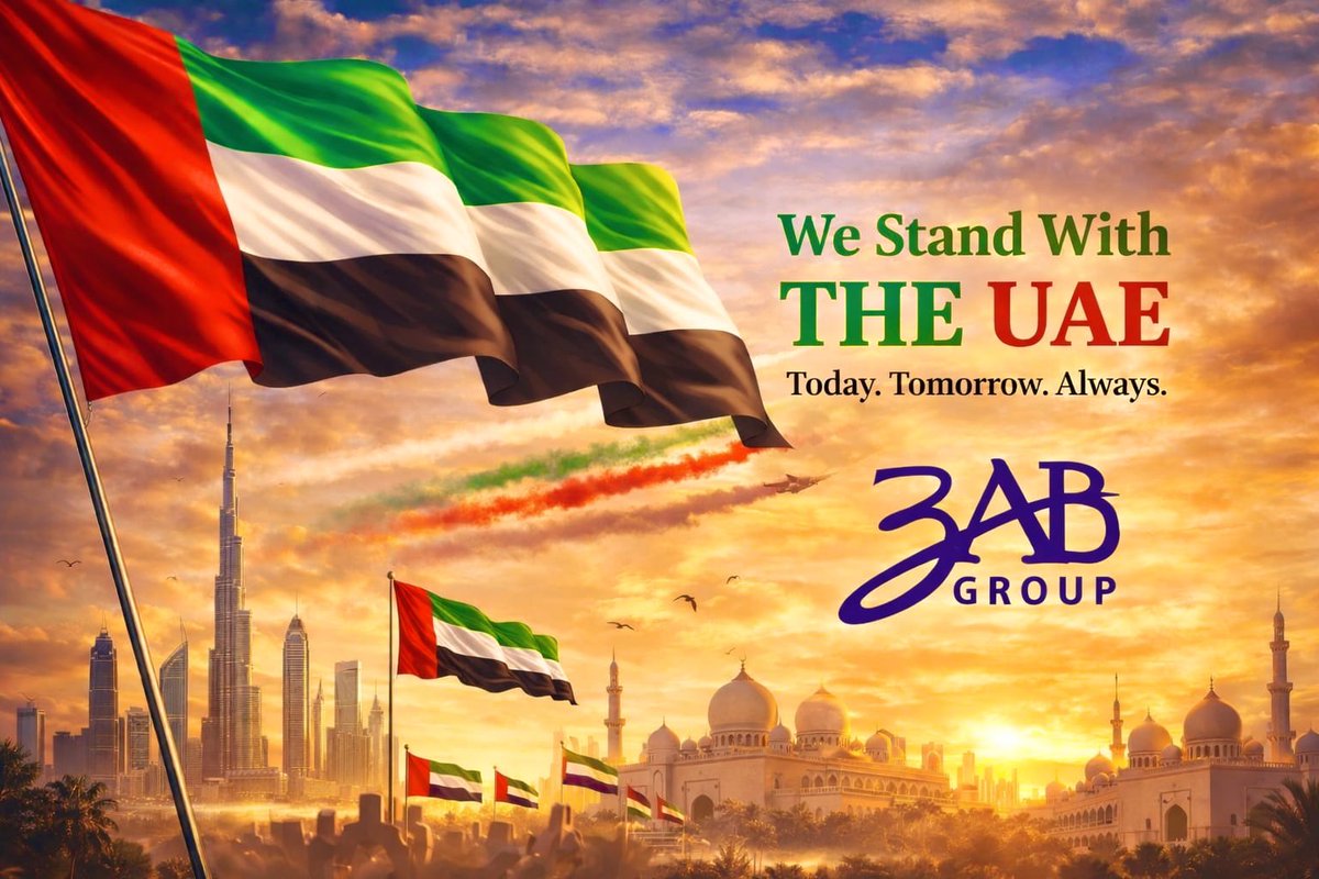 ZabGroup's tweet photo. From ambition to global leadership.
From dreams to reality.
The UAE 🇦🇪 is a symbol of vision, unity, and progress.
We proudly stand with the UAE 🇦🇪 
Today. Tomorrow. Always.
ZAB Group
#UAE #Dubai #Emirates #UAEFlag #zabgroup https://t.co/D2tUXLAOW1