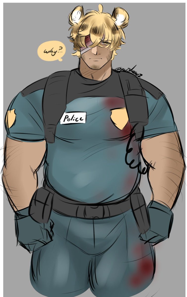 NarratorSone's tweet photo. Tiger cop npc, him and Wolf npc were boyfriends but tiger cop died due to an incident :(
#muscleart #gayart #hotmuscleboys #bara #muscleorcart #orcoc #hotcharacterart #pecs #barart #myoc #muscles #musclesaresexy #workout #hotoriginalcharacter #barart #hotcharacterart #nsfw https://t.co/Lj7JNonN6j