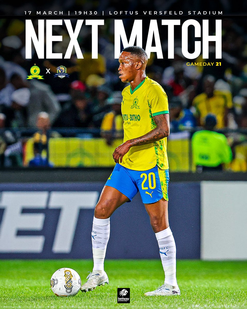 Masandawana's tweet photo. Our #BetwayPrem action continues this Tuesday as we host Marumo Gallants at Loftus. 👊

⚽ Mamelodi Sundowns vs Marumo Gallants
🏆 Betway Premiership 
📆 17 March
⏰ 19H30
🏟 Loftus Versfeld
📺 SS 202
🎟️ Secure your ticket, and you could drive away in a Chery Tiggo 4 Pro LiT: https://t.co/97VX6U1Agl

#Sundowns #AreyengMasandawana
