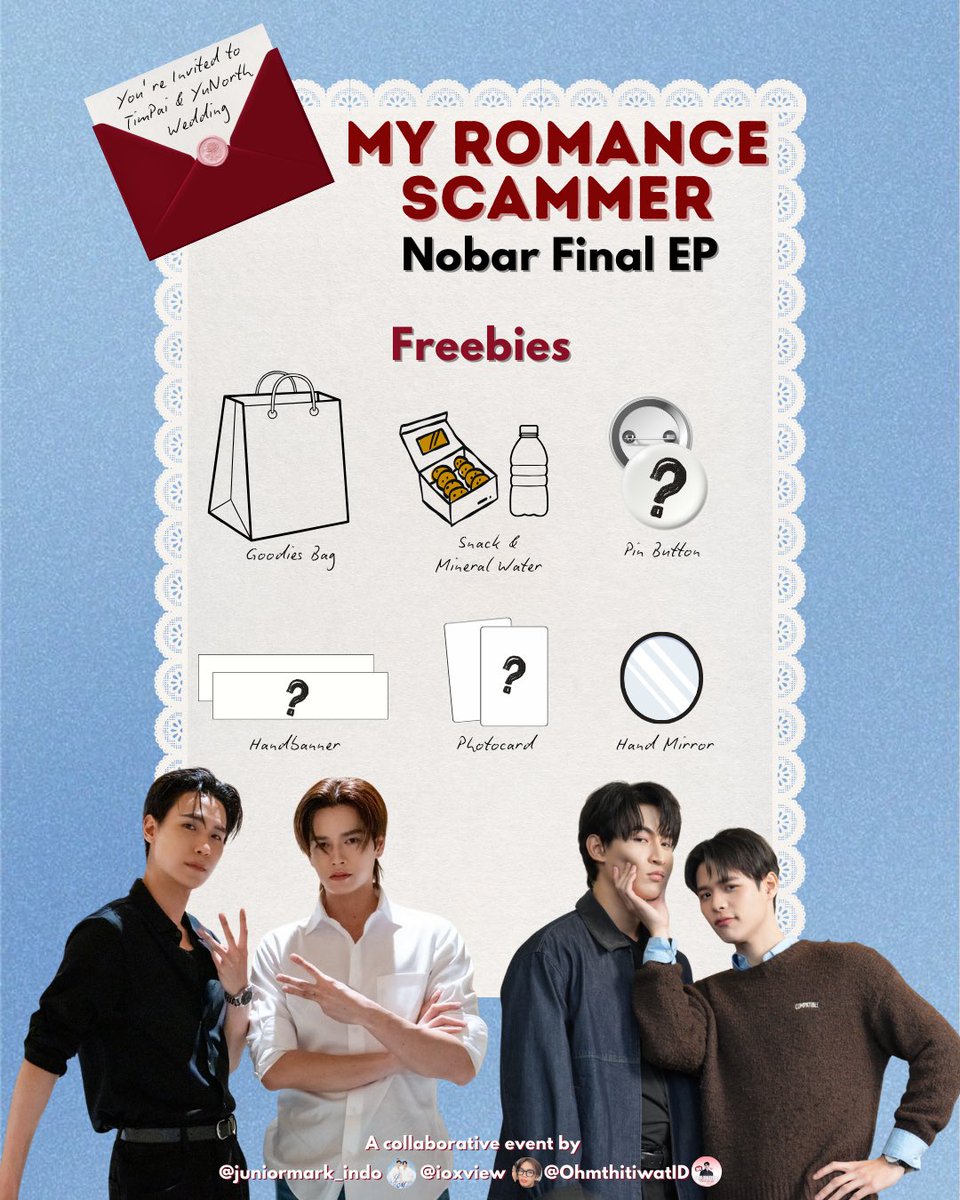 OhmthitiwatID's tweet photo. 📣 Nobar Final EP My Romance Scammer 📣

Join us for a special watch party to celebrate the final EP of My Romance Scammer! 💍

🗓 Sunday, 19 April 2026
📍 Harmonie Exchange, Jakarta Pusat

🎟 HTM: 60K
🔗 RSVP: https://t.co/p8tguNxKCl

#JuniorMark #OhmPoon #MyRomanceScammer https://t.co/DIcTUTQ9ve