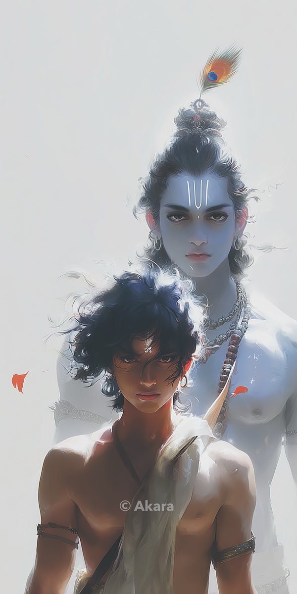 Akara__1's tweet image. "I am behind you, Partha. I have always been."

When the divine stands at your back, even the battlefield becomes a temple. 🦚⚡

#Krishna #Arjuna #Gita #Mahabharata #SpiritualArt #AkaraArt #DivineGrace #KrishnaArjuna #HinduArt #AIArt