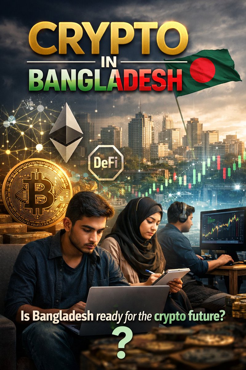 SayedMasumBinM's tweet photo. 🚨 Crypto in Bangladesh 🇧🇩

The world is moving toward Bitcoin, Blockchain &amp; Web3, but Bangladesh is still cautious about cryptocurrency.

Yet thousands of young people are learning crypto trading, blockchain development, and DeFi to prepare for the future digital economy.
#Crypt https://t.co/9z8thUwnqf