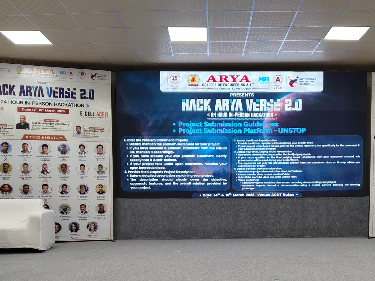 aryacolleges's tweet photo. Day 2 at #HackAryaVerse2 and the #innovation never stops!
Brilliant minds are pushing boundaries, building ideas, and turning #code into powerful solutions. The energy, creativity, and collaboration are at their peak. All happening at #AryaCollege.
#HackAryaVerse #Hackathon https://t.co/Za5crlCwo6
