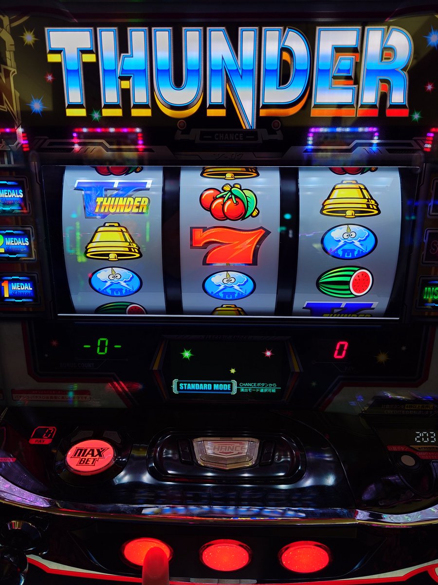 約1000G回して投資20Kで1ペカのみのゴージャグを諦め、サンダーに移動