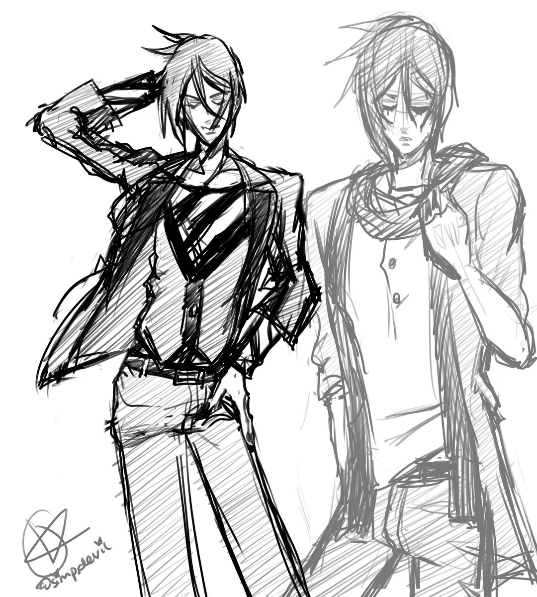 simp__devil's tweet photo. Sketches of Sebastian Michaelis in modern clothes from the OVA https://t.co/zoYLWLQhKs