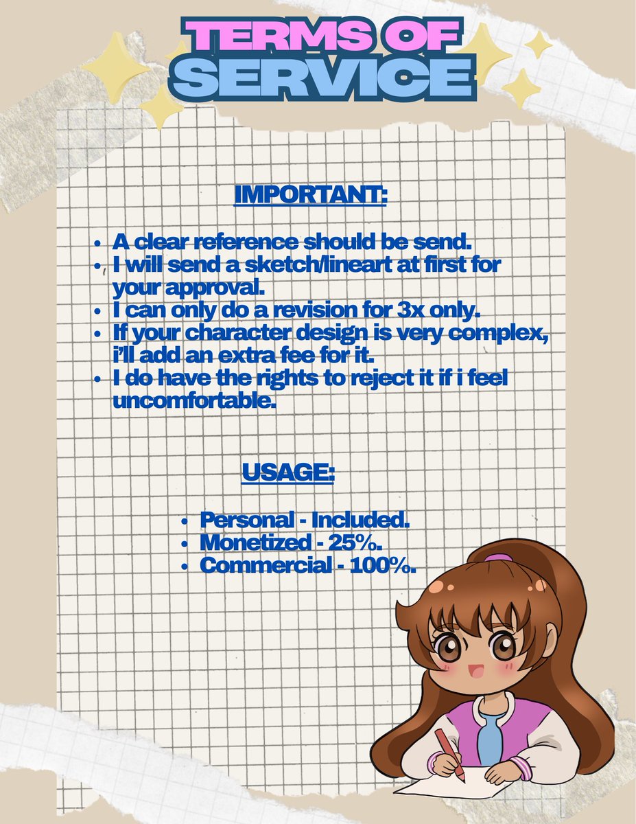 kldesign011's tweet image. I’m open for doing a commission now in Chibi style. 😊🤚🏻 The background doesn’t include in the prices since i can’t do it for now. You can send a couple of reference pics and the pose that you want. #artistsofinstagram #artcommissions #supportartist #chibidrawing #digitaldrawing