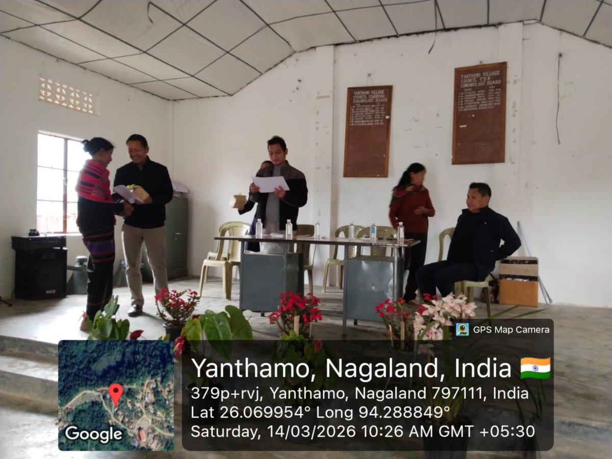 Felicitation programme for Adult literacy campaign was held on 14th March 2026 at yanthamo village Community hall, Certificate along with gift hampers were distributed to 23 students after completion of 3 months basic literacy campaign, <a href="/MinistryWCD/">Ministry of WCD</a> <a href="/DC_Wokha/">Deputy Commissioner, Wokha</a>