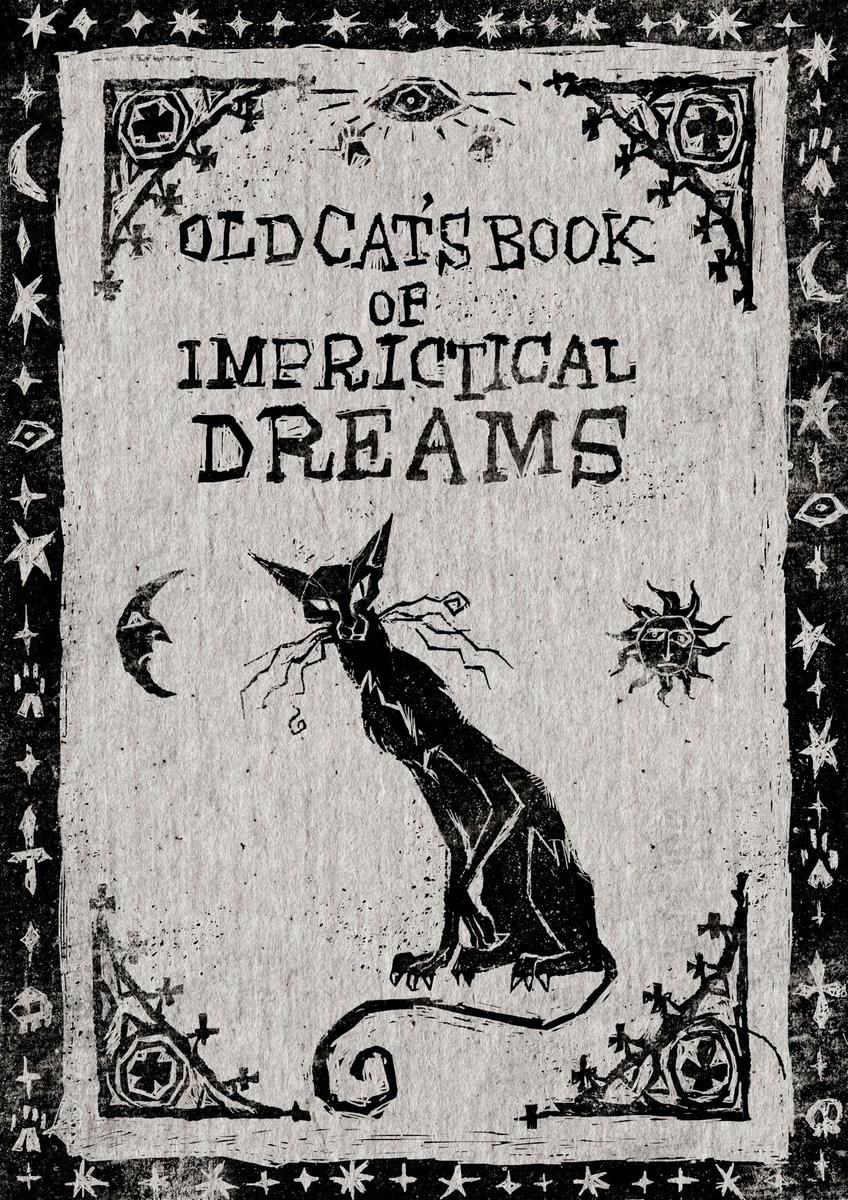 kriama8's tweet photo. Old cat's book of impractical dream🐈‍⬛🖤
lyrics adapted from the musical Cats，I've emulated the texture of medieval woodblock prints.
#thesandman https://t.co/CLZkToX4lf