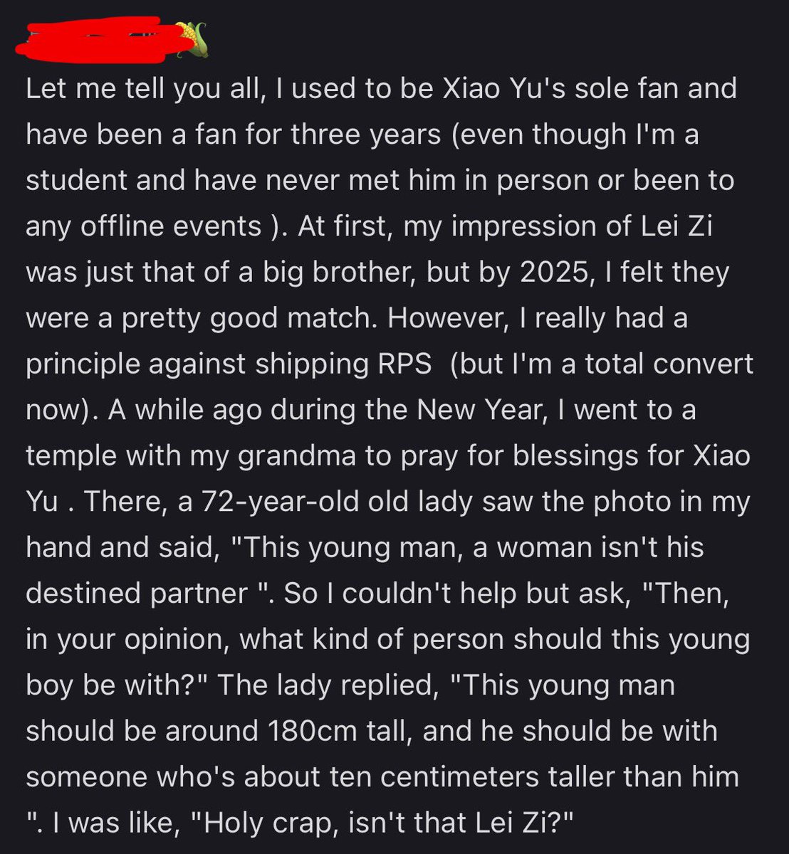 A solo fan turned sweetcorn comment… just sharing this here😌🙂‍↕️ yes a 180 needs a 190 💛💙 

#LeiPeng99