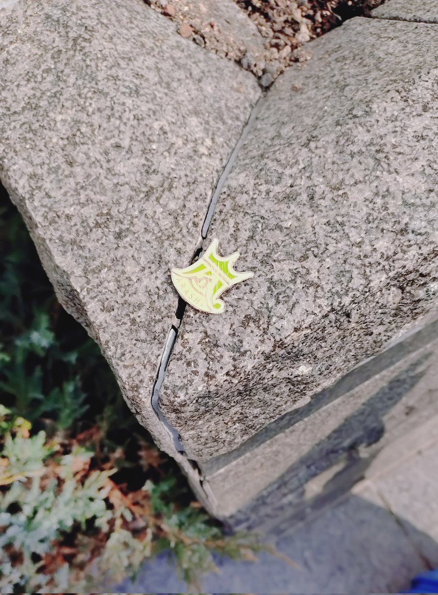 kuri_latormenta's tweet photo. 日本生命札幌ビルのバス停前の花壇？の上にひっそりと風景コンのピンバッジが…どなたか存じませんがお迎えに来てあげて欲しい…😢
  #ARASHI
 #嵐 https://t.co/Bb73FkvdSe