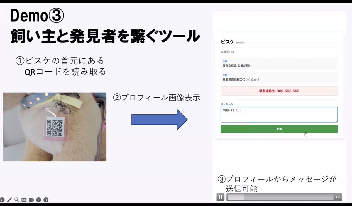 WebIoTmakers's tweet photo. 【グランプリ決定戦】鳥取代表「ペット守り隊」の「まもるくん」🐶 大切な家族であるペットの見守り、災害時の発見を支援するIoT作品です！ #webiotmakers #メイカーズチャレンジ #IoTハッカソン https://t.co/yeBmEbaIf7