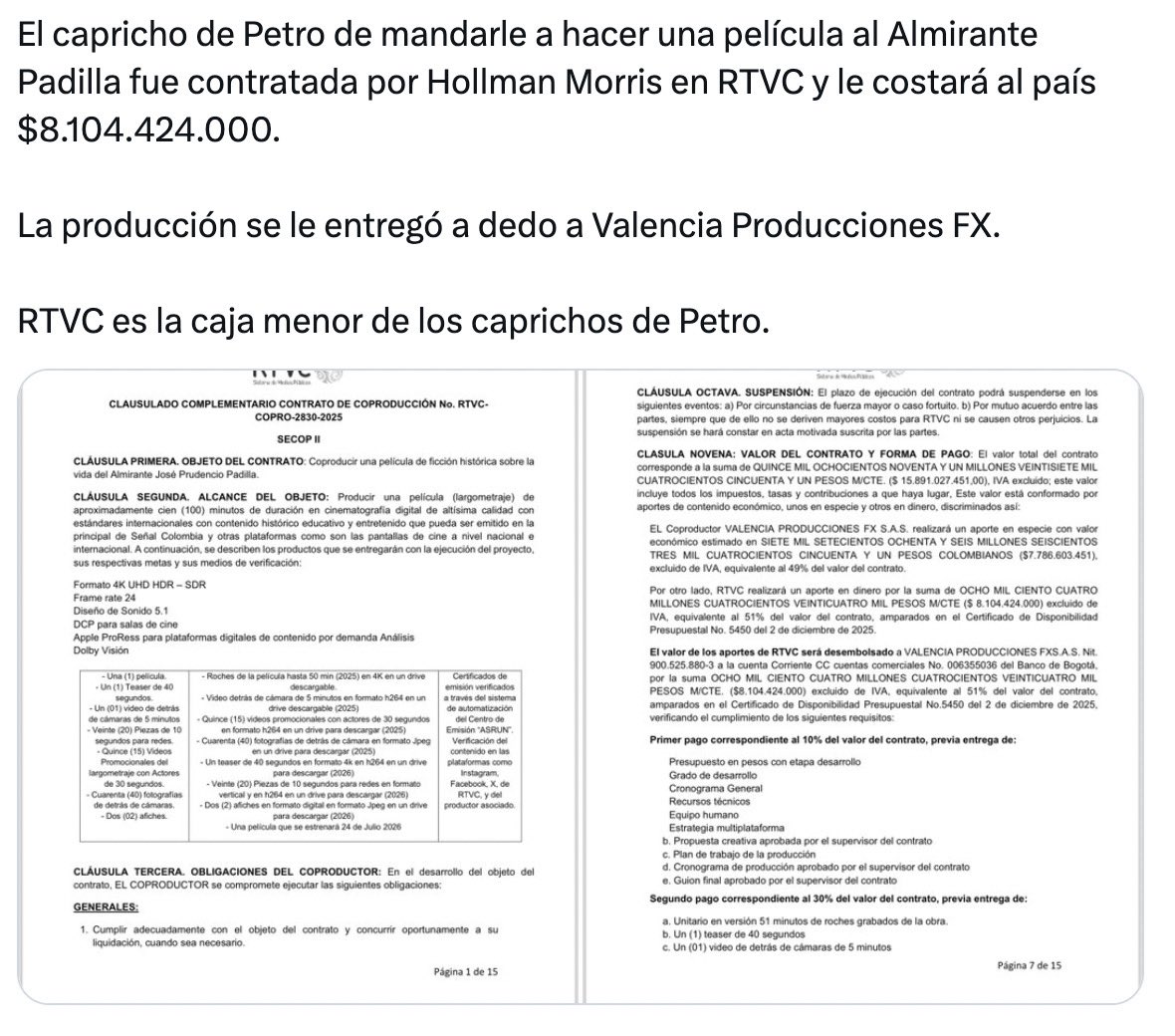 juandavidsernav's tweet photo. @tways @SerebrenikN @tways , @SerebrenikN, Tengo un MCP para consultar info en real-time del SECOP I y II. Les dejo un resultado para que tenga un overview de lo que hablo. Thierry, si necesitas info o algo en que ayudar, avísame y armamos algo! https://t.co/HdyvLxMXLw