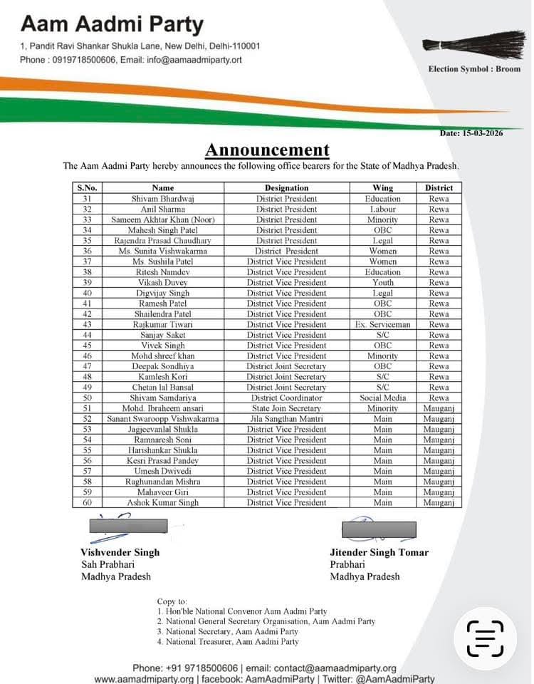 AAP Indore M.P. tweet media