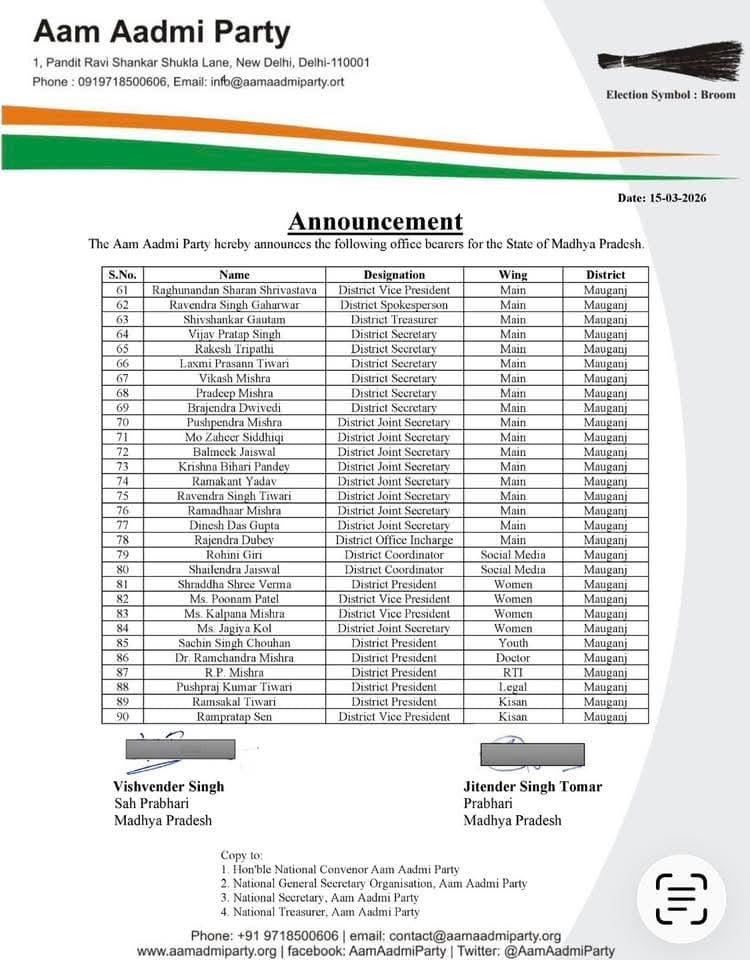 AAP Indore M.P. tweet media