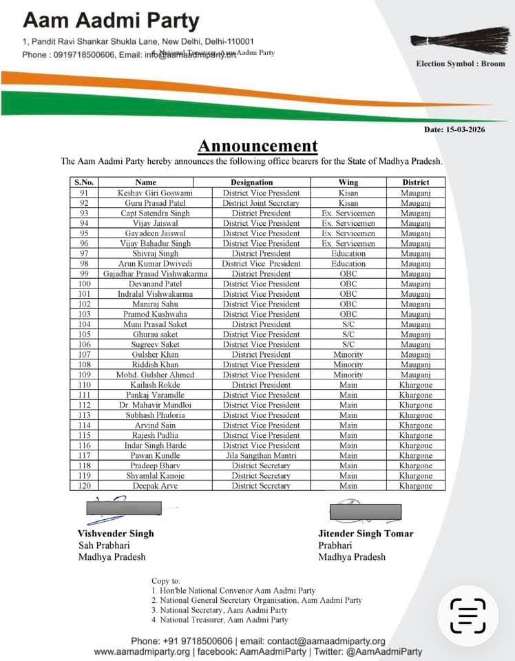 AAP Indore M.P. tweet media