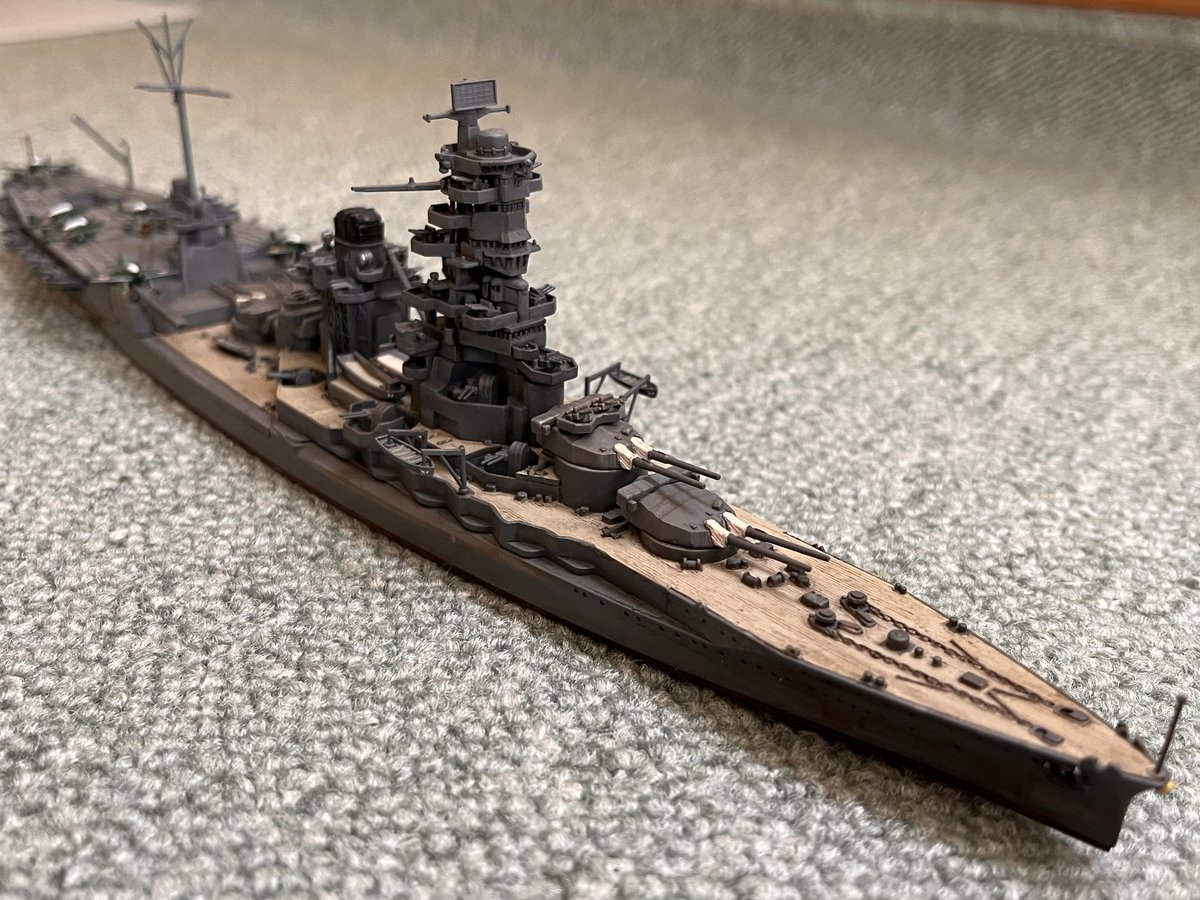 ex1085's tweet photo. #プラモデル #プラモデル好きと繋がりたい #プラモデルライフ 航空戦艦伊勢、完成しました。 https://t.co/cr9wKp7EB3