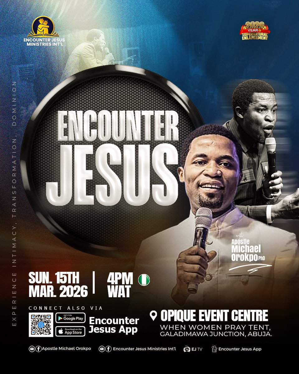 EJMI_official's tweet photo. “In Your presence there is fullness of joy.” – Psalm 16:11
Join us this Sunday for our Encounter Service as we gather
in the presence of God for a life-transforming moment.
Connect Via:
Encounter Jesus App
#encounterjesus #ejmi #jesus
#encounterjesusministryinternational https://t.co/g9XfijKjCV