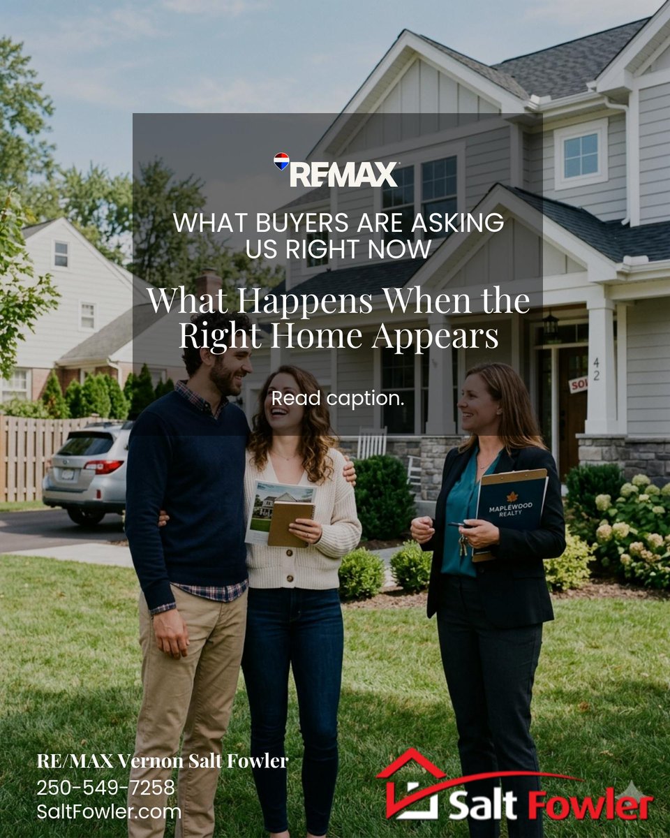 LisaSalt's tweet image. One thing Buyers often underestimate is how quickly things can change when the right home appears. A quiet market can suddenly feel very competitive when a property checks the right boxes.

#JustAddSalt #SaltFowler #RemaxVernon #NorthOkanagan #OkanaganRealEstate