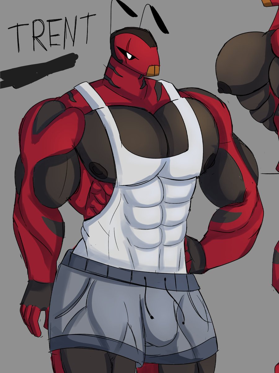 Mawlier's tweet photo. Last one was cropped poorly whoops, anyway new bug oc :3 

#bugoc #bugart #bara #baraart #muscle https://t.co/c8qRn2sWwr