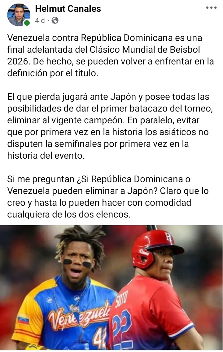 Con antelación proyecté la eliminación de Japón ante Venezuela o República Dominicana.