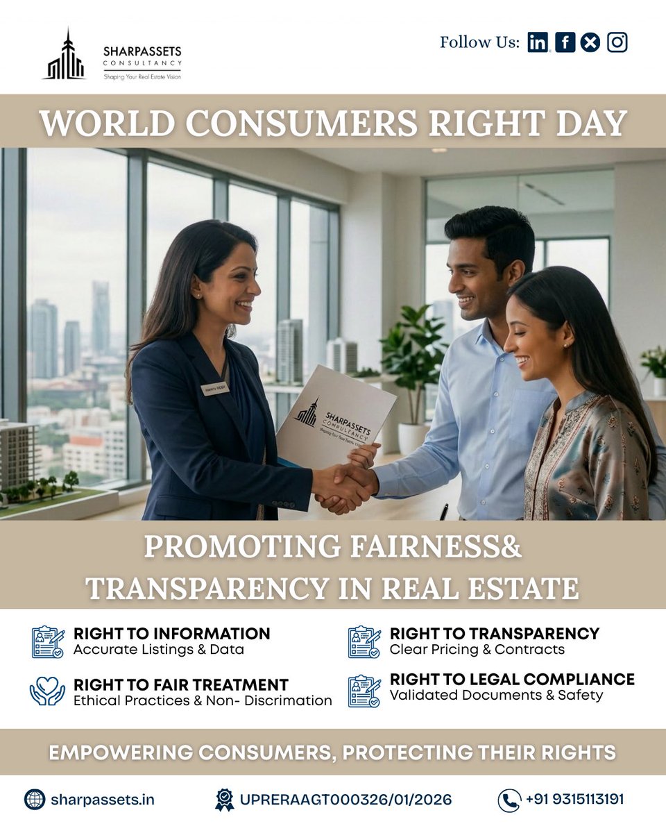 sharpassetsin's tweet photo. 📢 World Consumer Rights Day reminds us to value fairness, transparency, and trust in every decision.

🔑 Residential | Commercial | Investment
📞 +91 93151 13191
🌐 https://t.co/p91ISDarev

#WorldConsumerRightsDay #SharpAssets #DelhiNCRRealEstate https://t.co/fJgTFMghaR