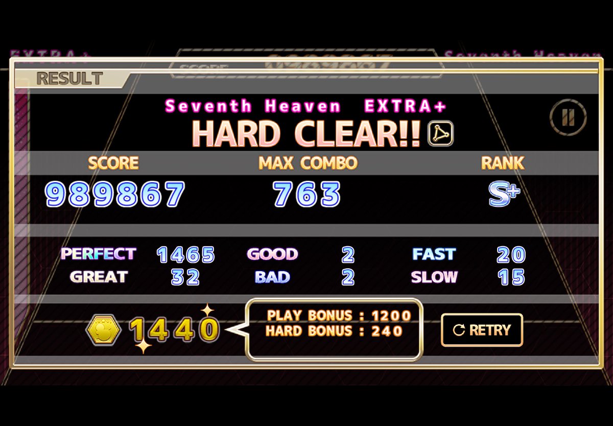 karasi1i's tweet image. 【ChainBeeTをプレイ】
Seventh Heaven(EXTRA+)をHard Clear!!
#ChainBeeT
なんもないとこでミスるな