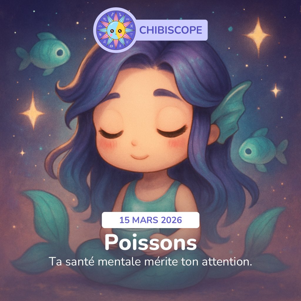 ChibiScope's tweet image. Poissons 🐟: Prenez soin de vous aujourd'hui, écoutez votre corps. Lion 🦁: Laissez vos émotions s'exprimer pleinement. Capricorne ♑️: Explorez les nouvelles opportunités éducatives. Taureau 🐂: Gérez vos finances avec prudence, planifiez bien vos dépenses.

#horoscope #astrologi