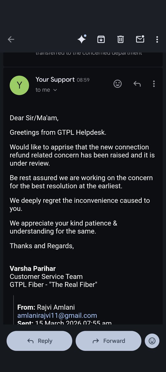 fromeyeofmymind's tweet photo. @GTPLHathwayLtd another day another automated response. Much wow. No option left but to file this to the consumer court. https://t.co/8MhmuleWSQ